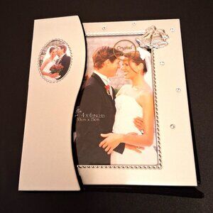 Vintage NEW Wedding Anniversary Photo Album 4”x6” Crystal Silver Frame Album